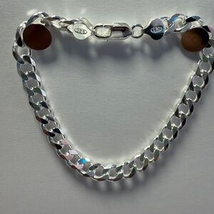 Sterling Silver 925 Italy Cuban Link Bracelet 9"